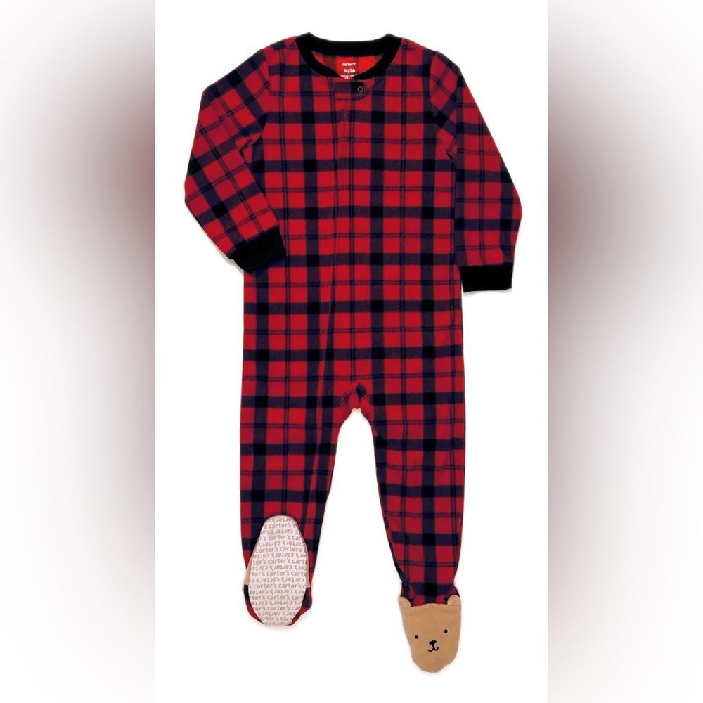 Carter's Red and Black Plaid Kids Footie Pajama